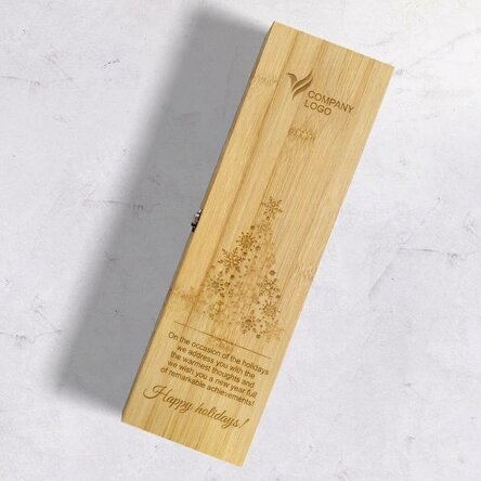 Wine box with accessories personalised with logo and message - Happy Holidays!