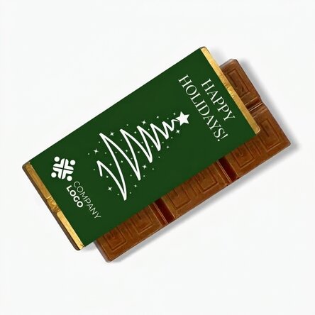 Mini chocolate bar personalised with logo and message - Happy Holidays