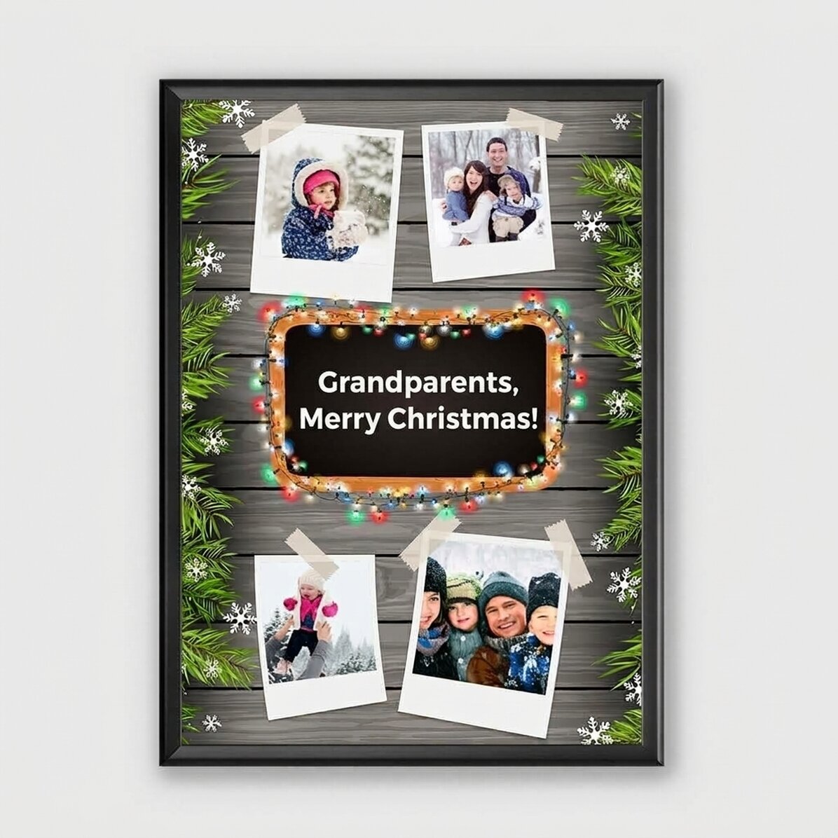 Personalised canvas with 4 photos and text - Christmas design