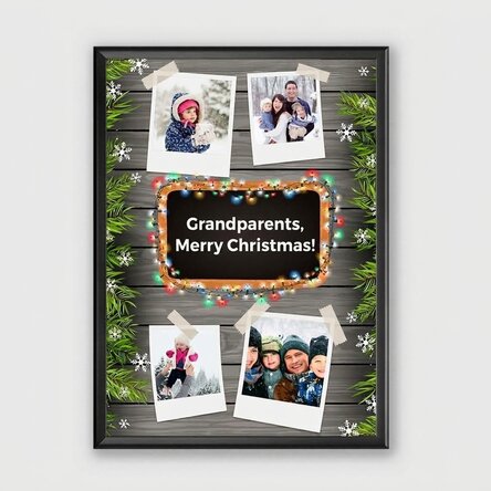 Personalised canvas with 4 photos and text - Christmas design