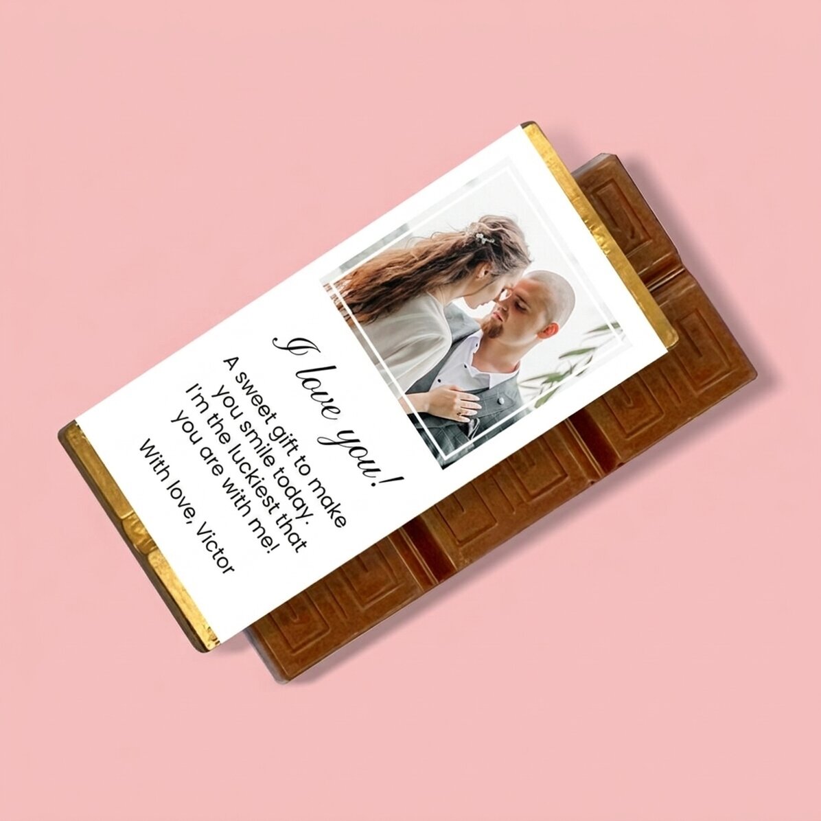 Mini chocolate bar personalised with a photo and message