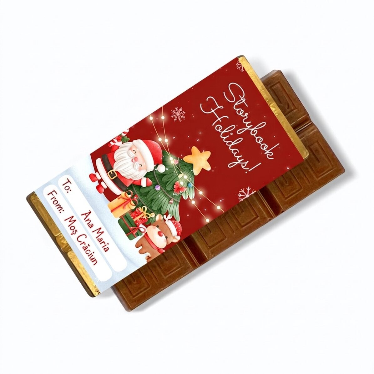 Mini chocolate bar personalised with a message - From Santa Claus