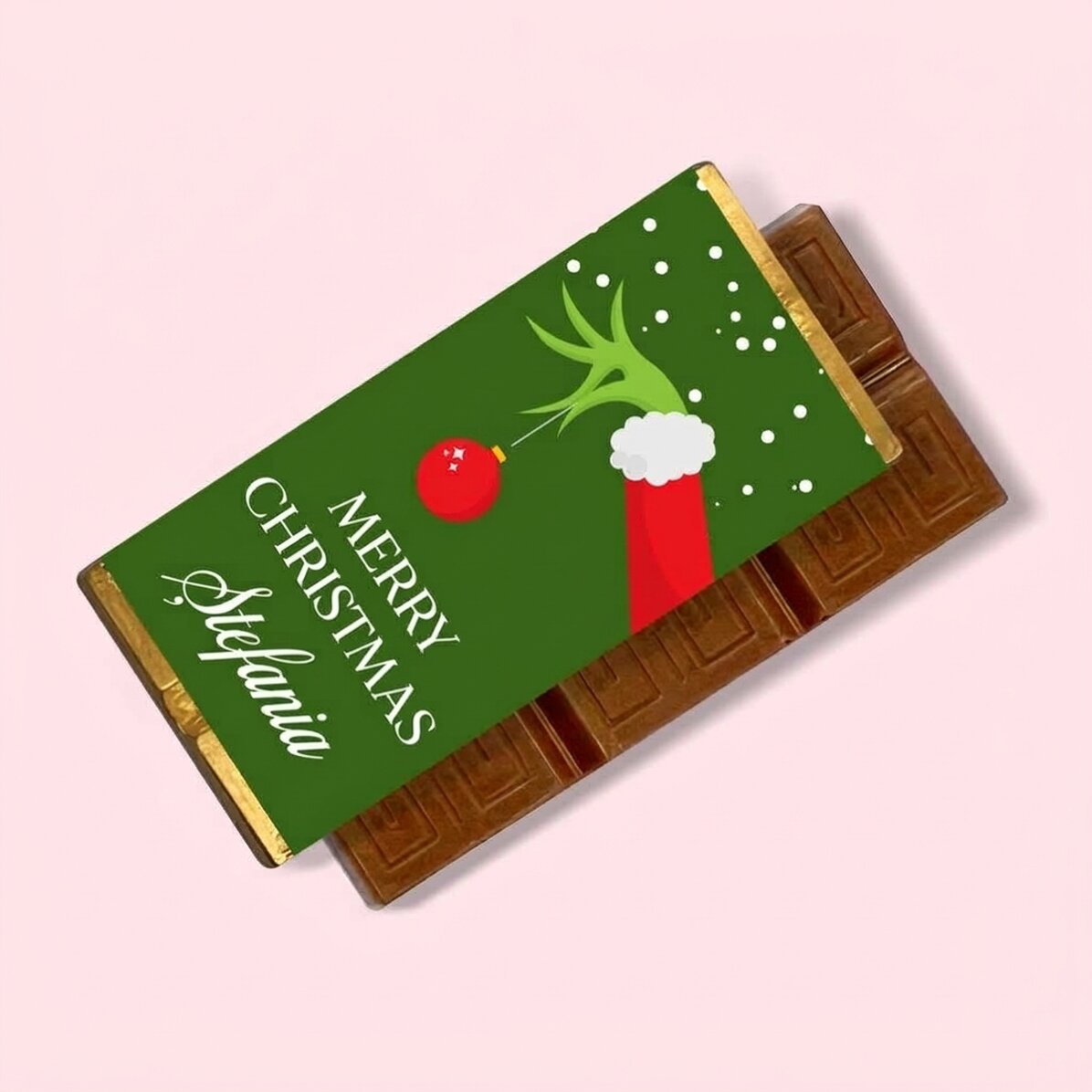 Mini chocolate bar personalised with message - Grinch