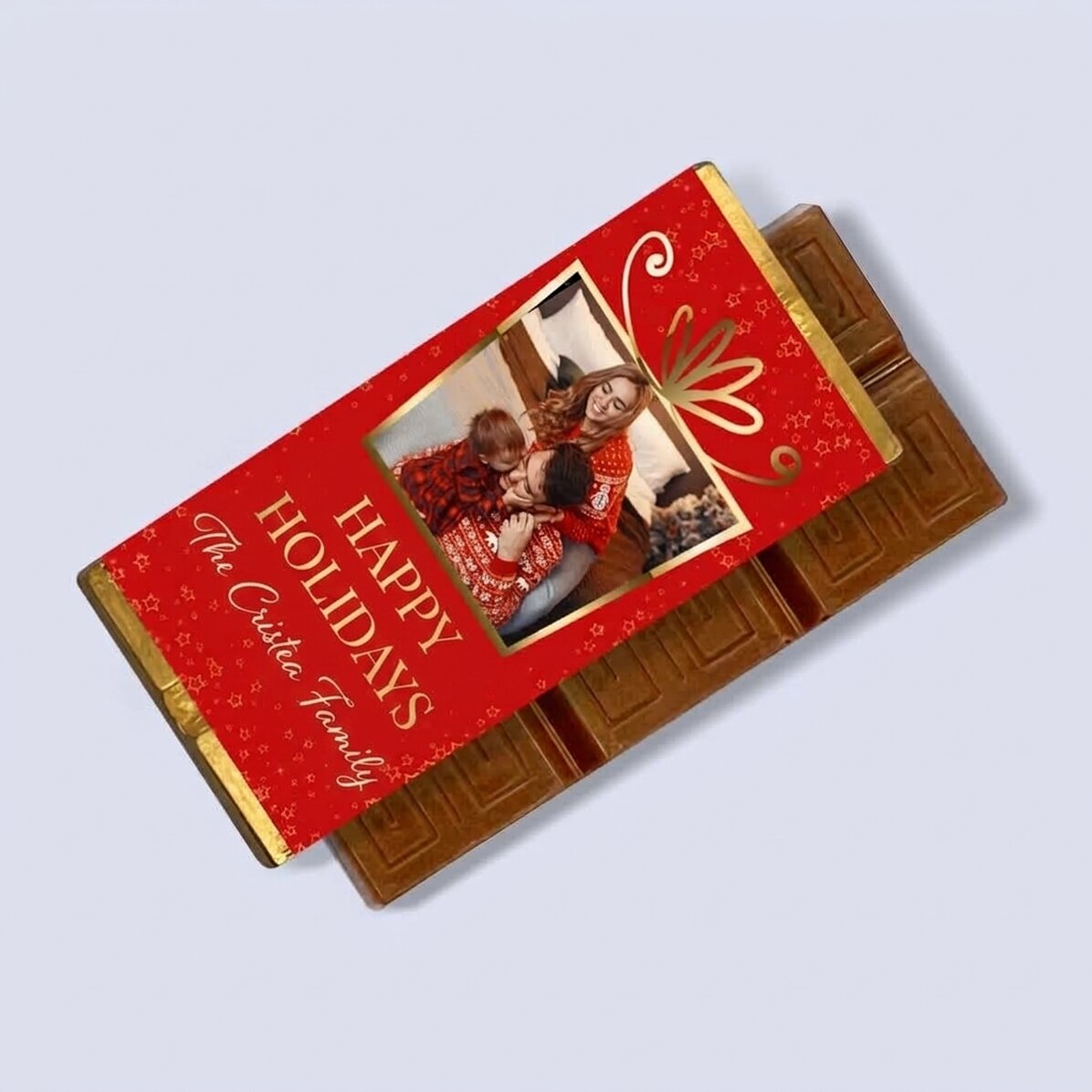 Mini chocolate bar personalised with a photo and message - Christmas gift