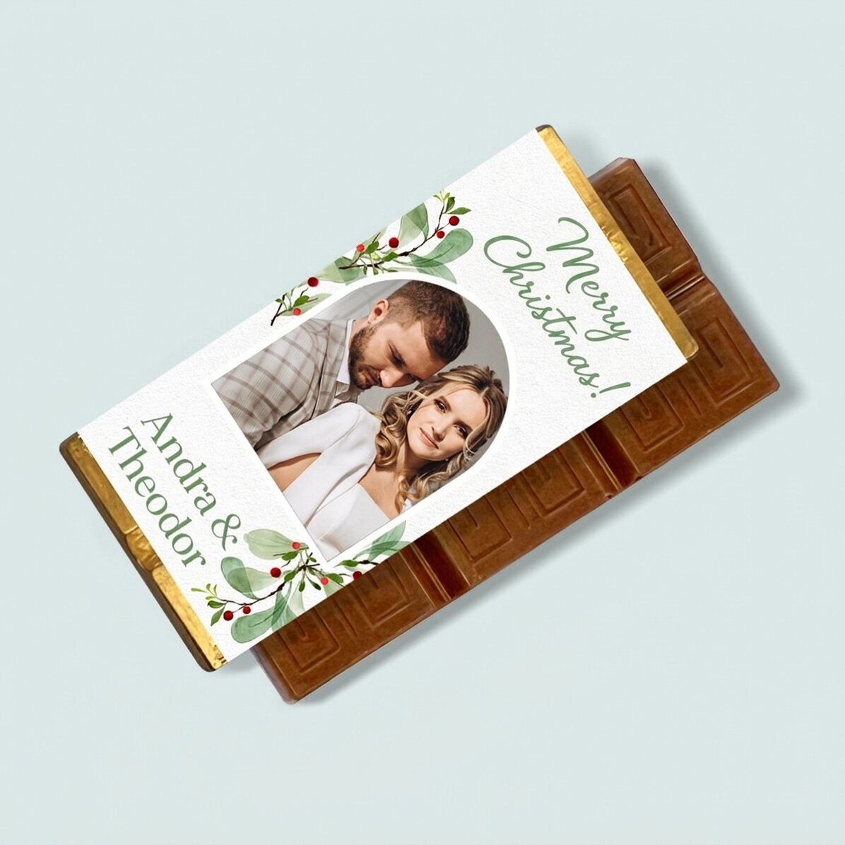 Mini chocolate bar personalised with a photo and message - Christmas with loved ones
