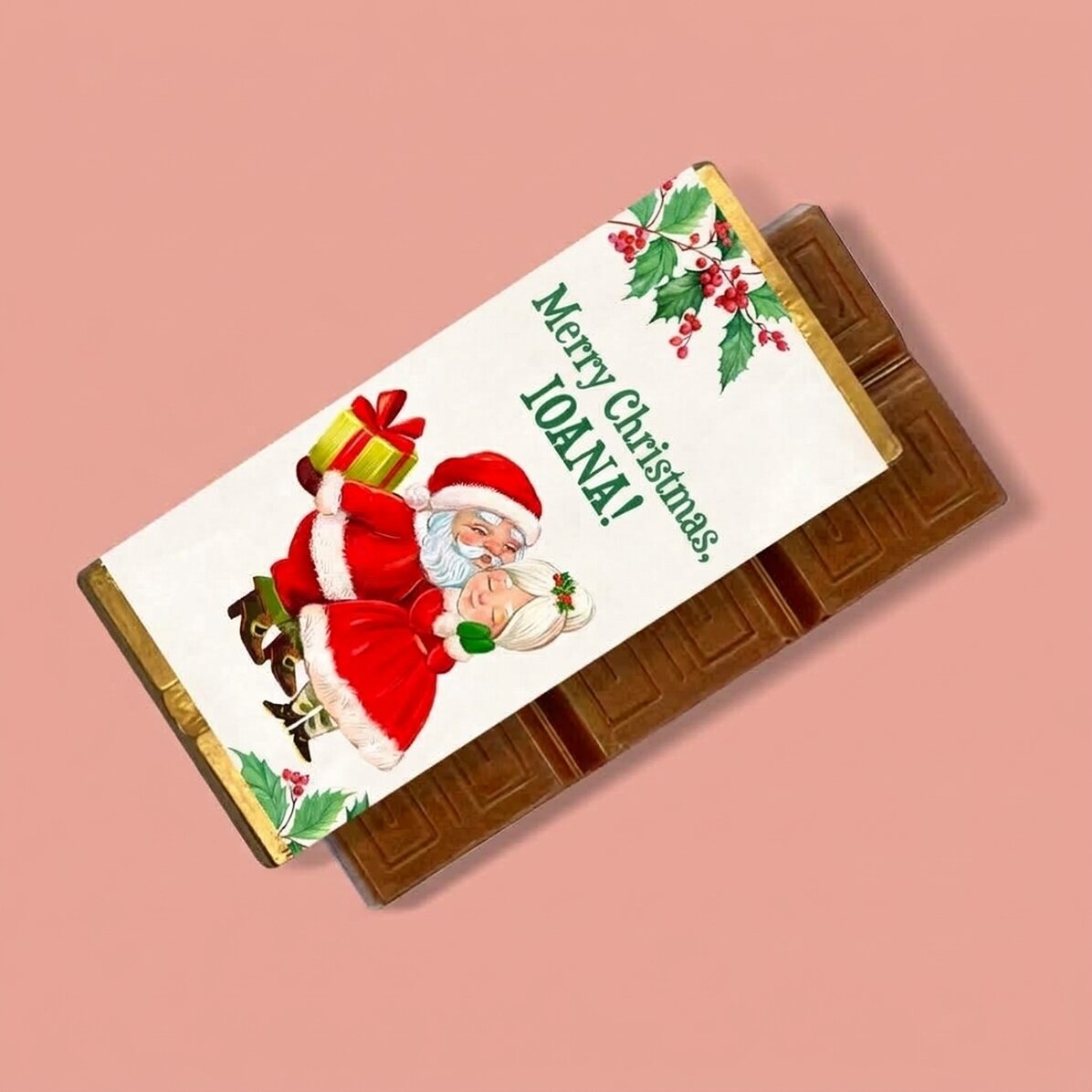 Mini chocolate bar personalised with a Christmas message - Love