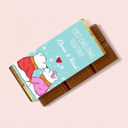 Personalised mini chocolate bar with message - First Christmas