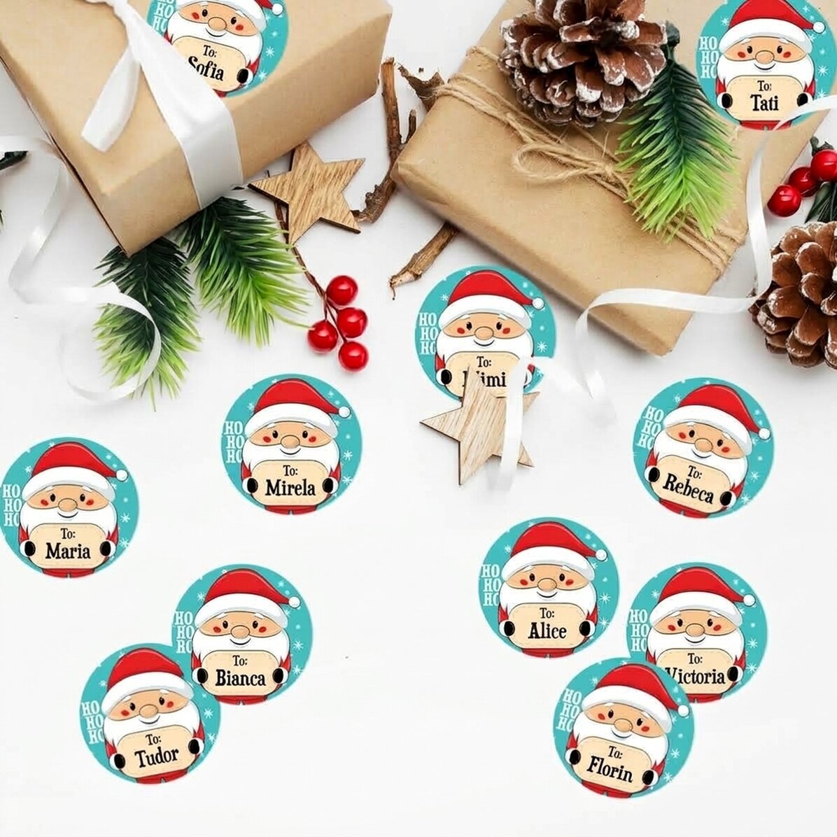 Set of 12 stickers (self-adhesive labels) personalised with a message - From Santa Claus