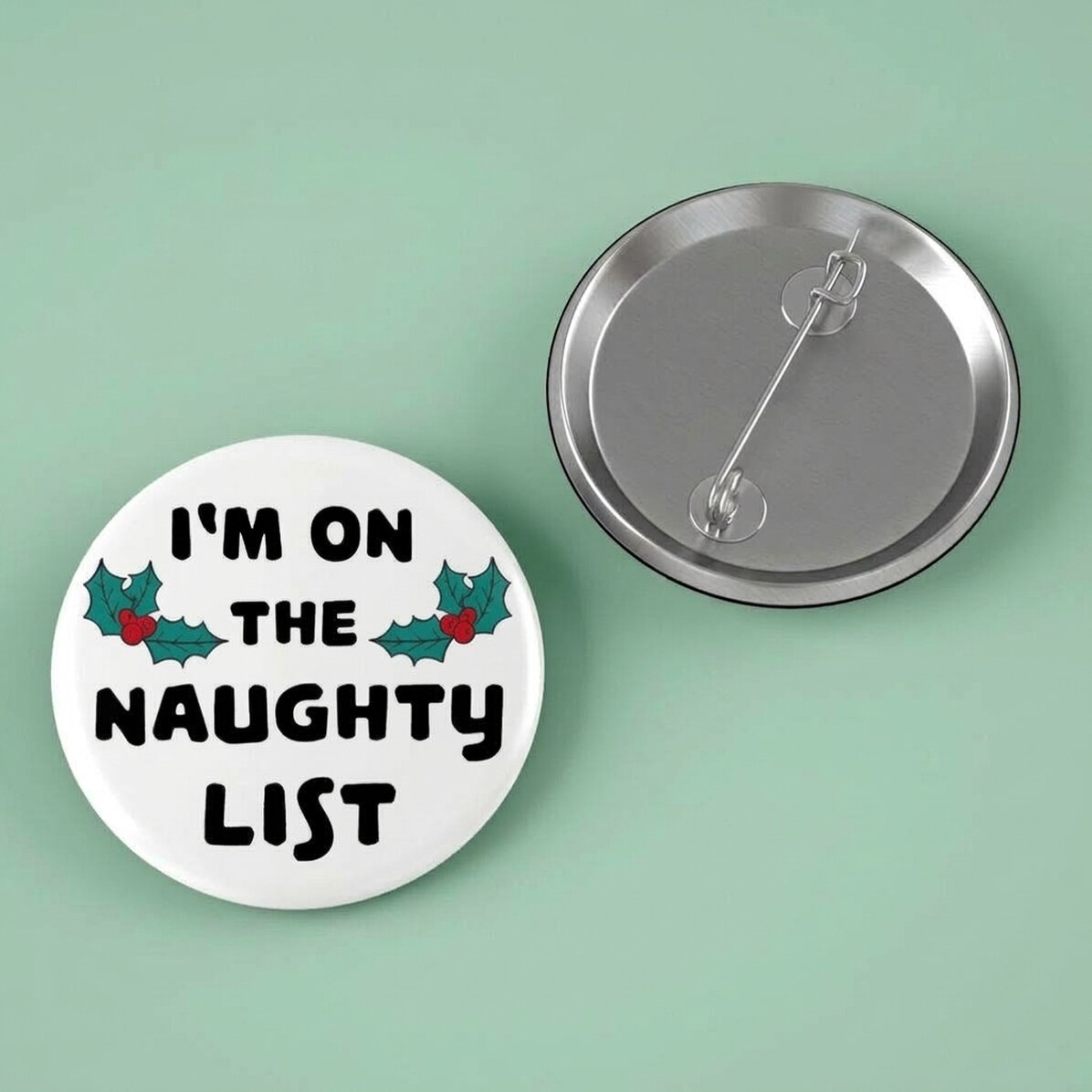 Personalised badge with text - Naughty List