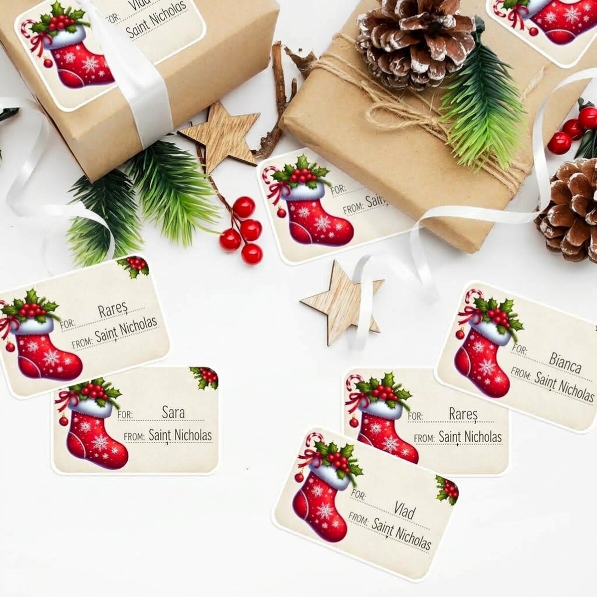 Set of 8 customised stickers (self-adhesive labels) - With love, Father Christmas