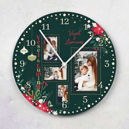 Personalised clock with 4 photos - Holiday Memories