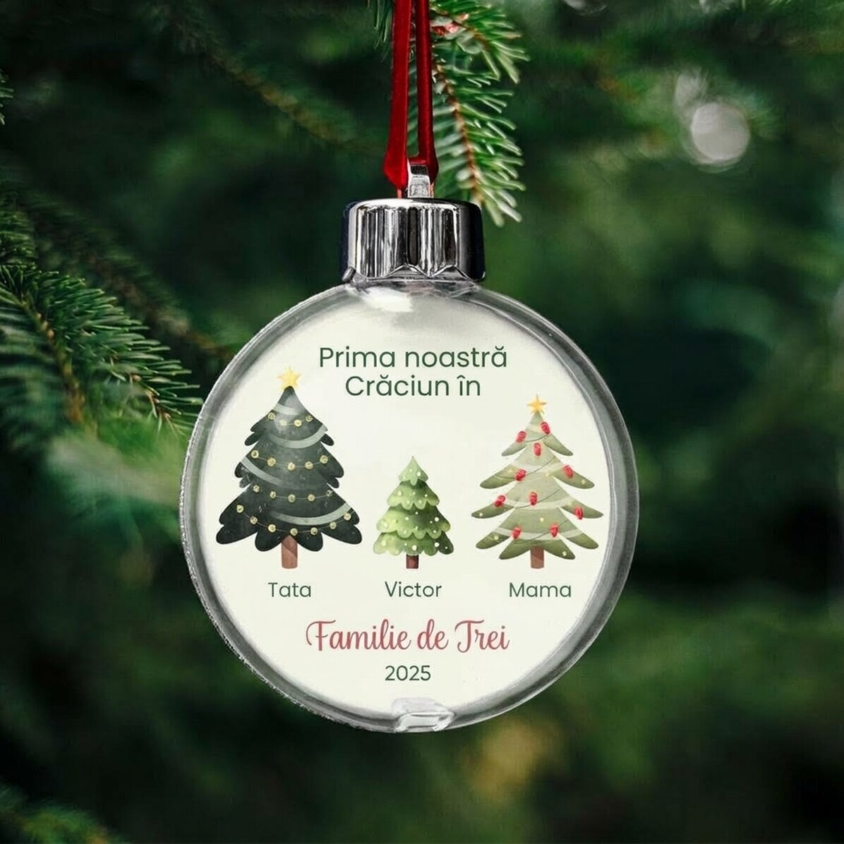Personalised globe with message - Family of Three