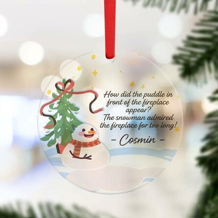 Personalised round ornament with text - Pond by the fireplace