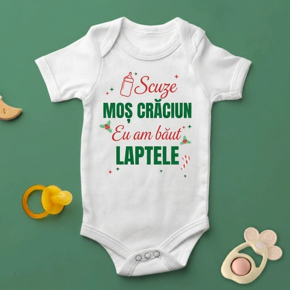 Personalised baby bodysuit with text - Sorry Santa