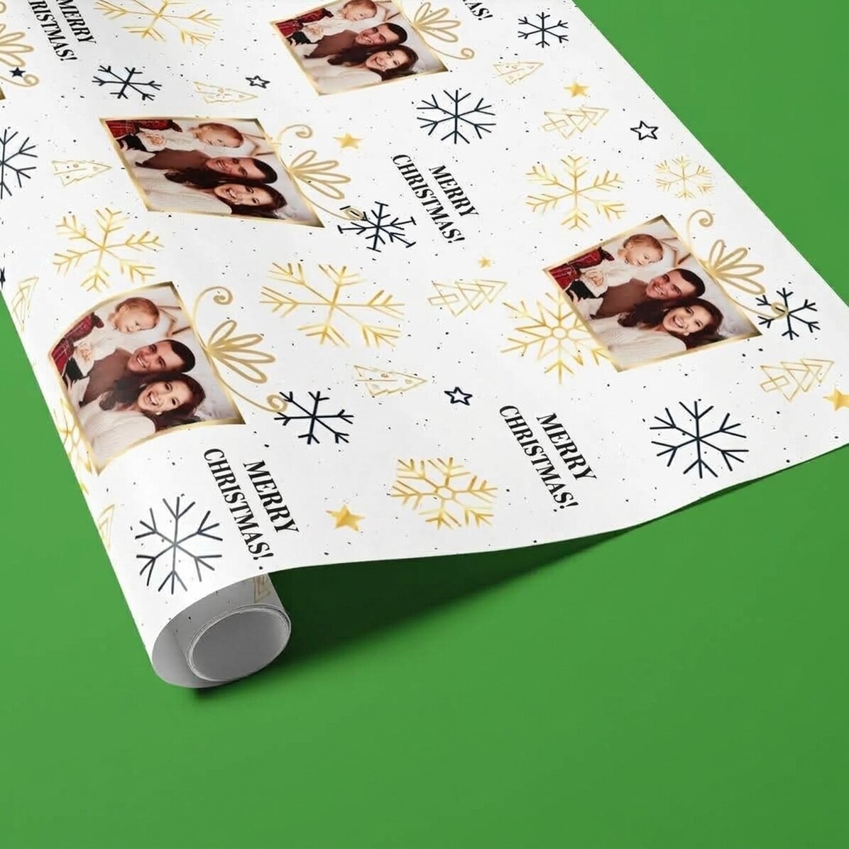 Personalised gift wrapping paper with photo and message - Christmas gift