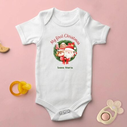 Personalised baby bodysuit with text - My First Christmas