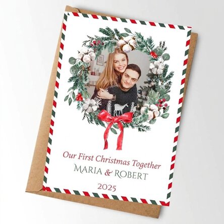 Personalised card with a photo and text - First Christmas together