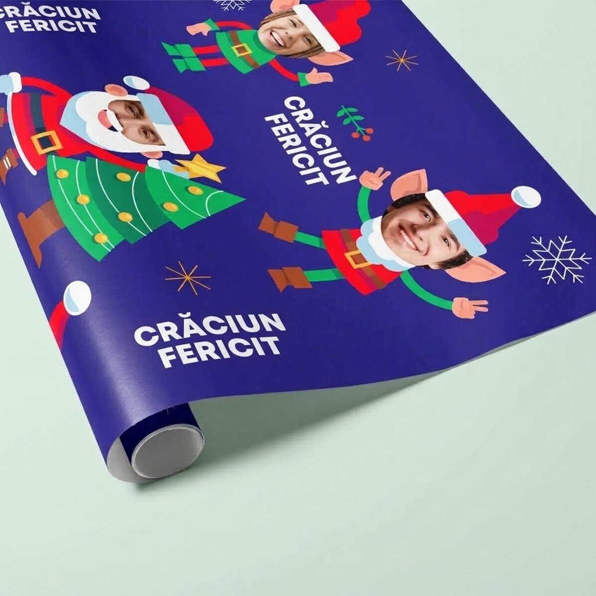 Personalised gift wrapping paper with 5 photos - Funny Christmas