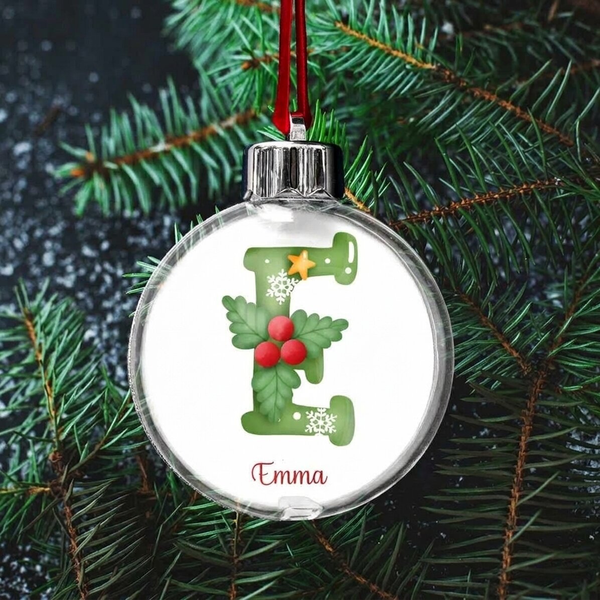 Customised transparent globe with a photo and message on both sides - Merry Christmas!