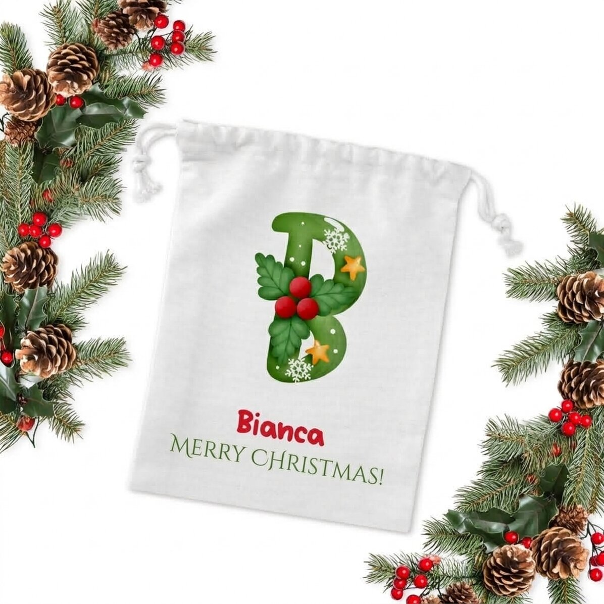 Small gift bag personalised with name - Christmas