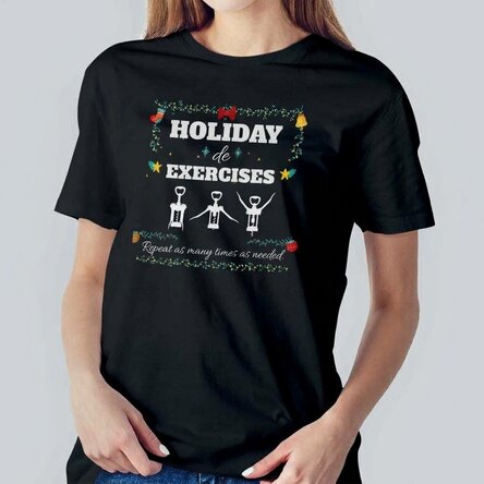 Personalised cotton T-shirt with Christmas text - Holiday Exercises