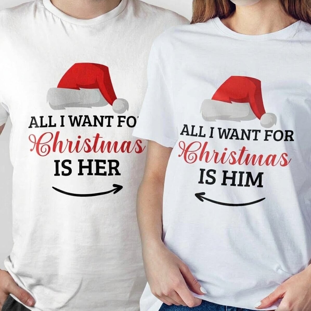 Personalised cotton T-shirt with Christmas text - All I want for Christmas