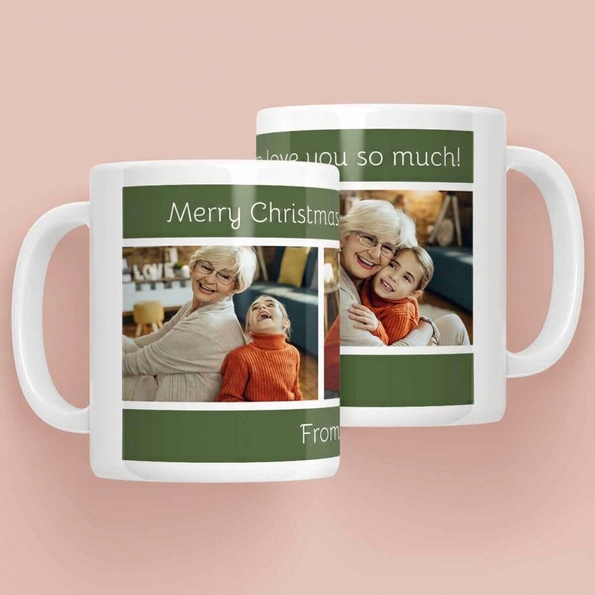 Personalised mug with text and 3 photos - Merry Christmas!