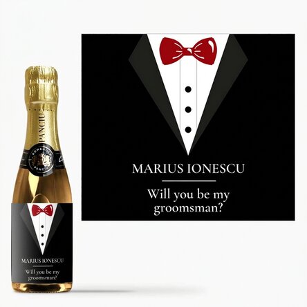 Mini bottle of sparkling wine personalised with text - Best man