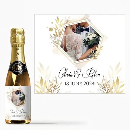 Mini bottle of sparkling wine personalised with a photo and text - Special moment