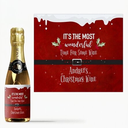 Mini bottle of sparkling wine personalised with text - Most wonderful time