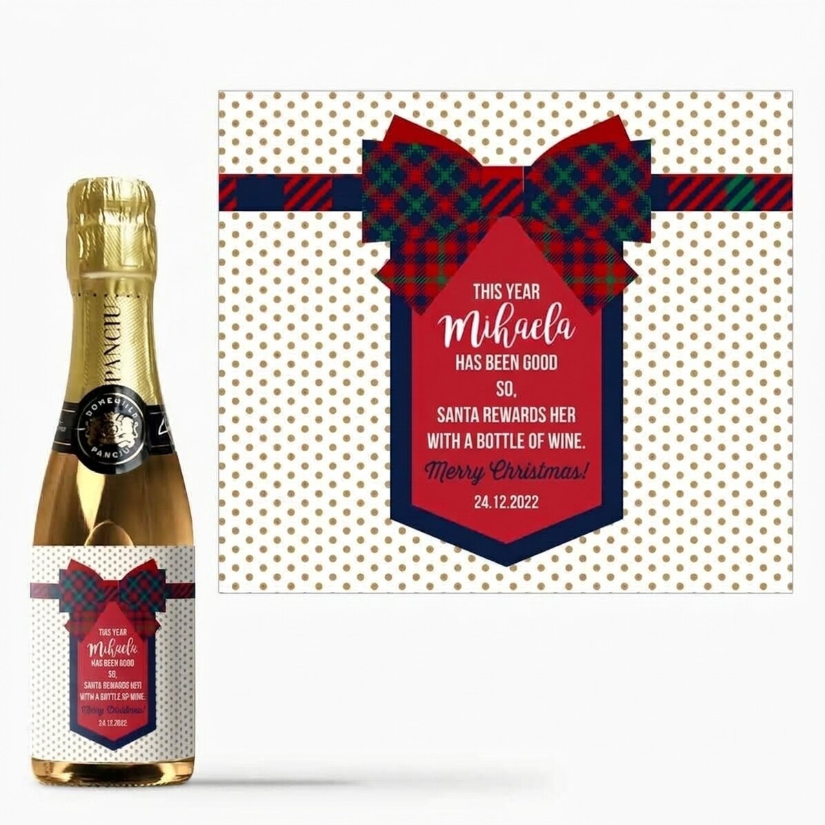 Mini bottle of sparkling wine personalised with text - Fundita