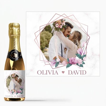 Mini bottle of sparkling wine personalised with a photo and text - Moments for two