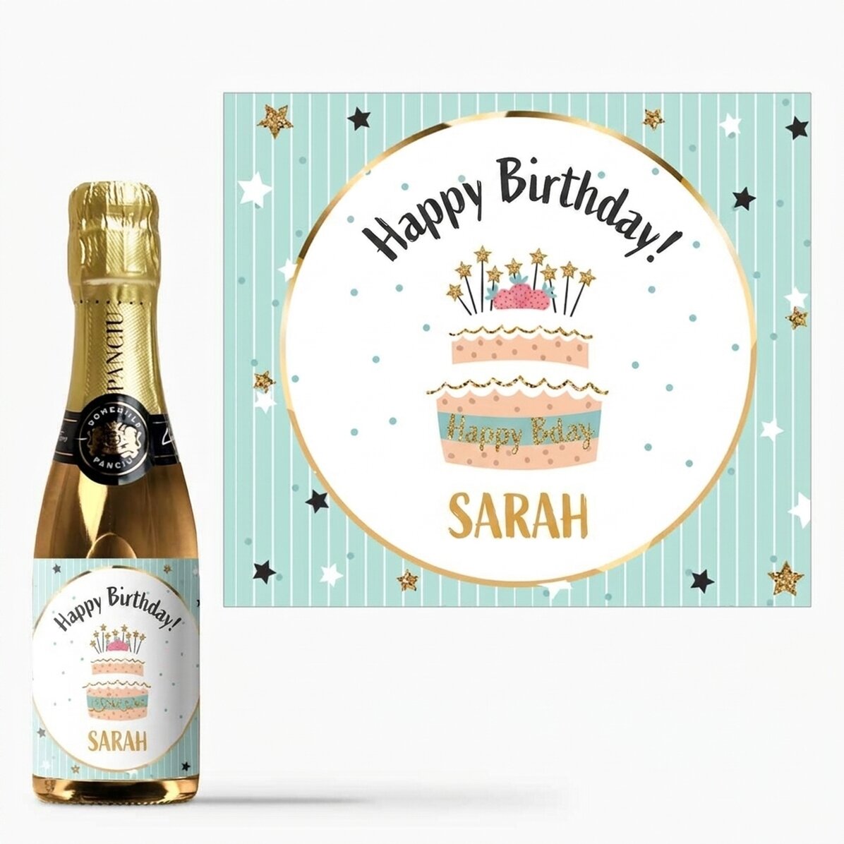 Personalised mini bottle of sparkling wine for birthdays - Happy Birthday!