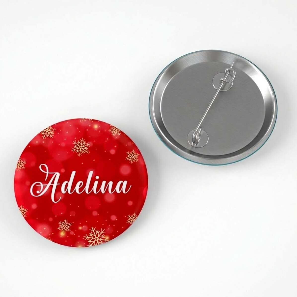 Personalised badge with text - Snowflakes