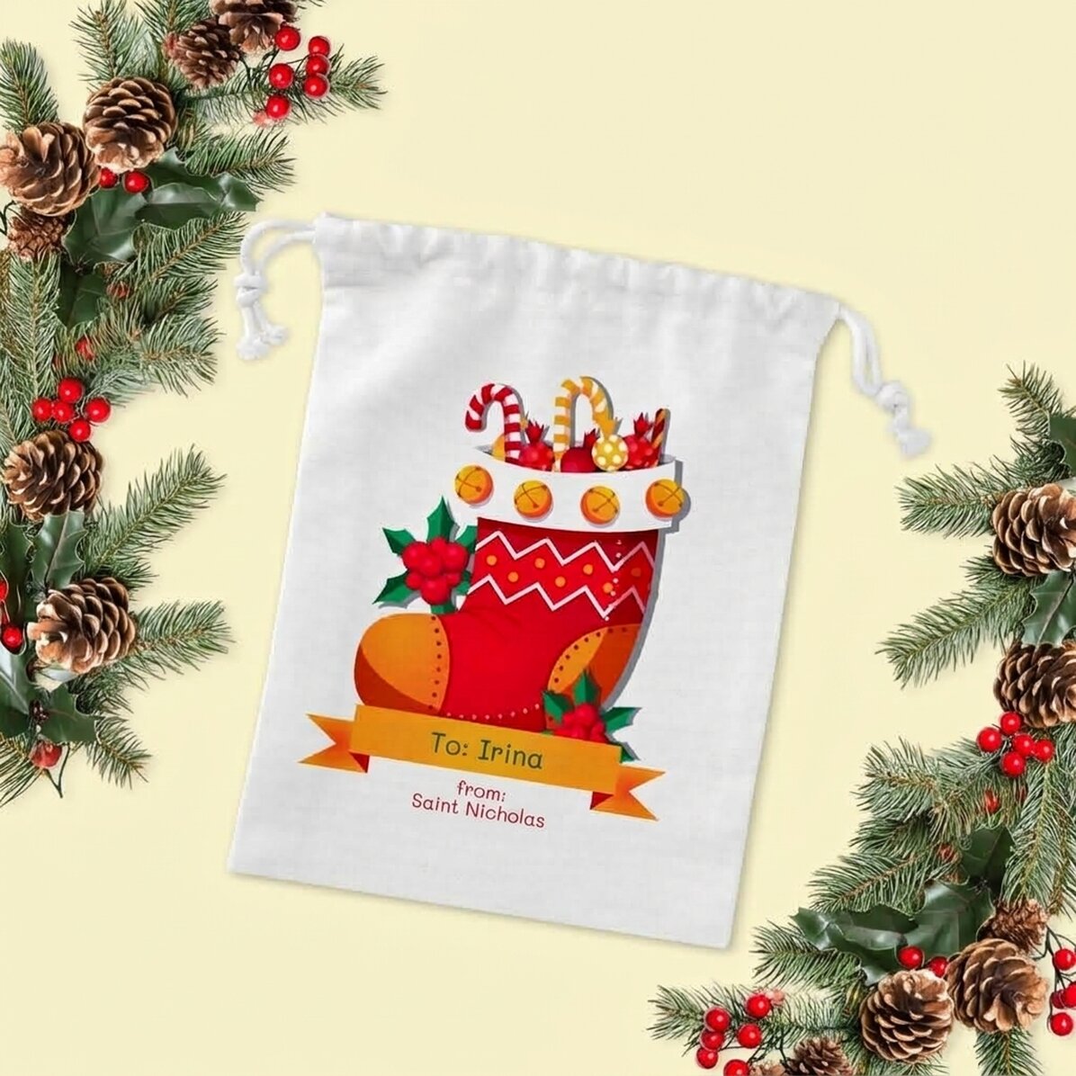 Small gift bag personalised with name - from Santa Claus