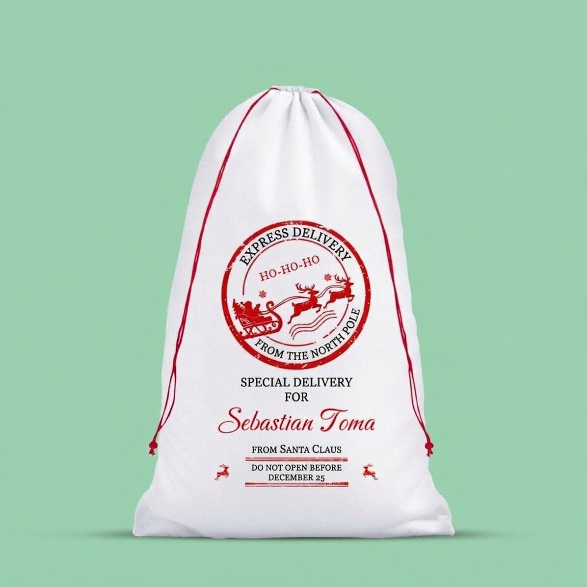 White gift bag personalised with text - Special delivery