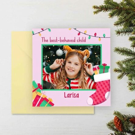 Personalised square card with message and photo - Message from Santa Claus