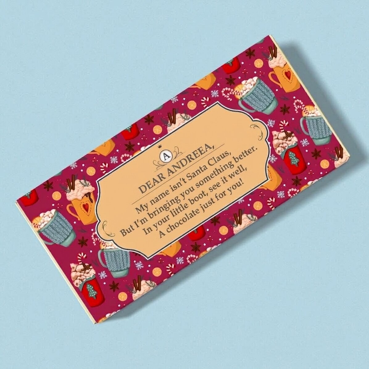 Personalised chocolate with message - My name is not Santa Claus