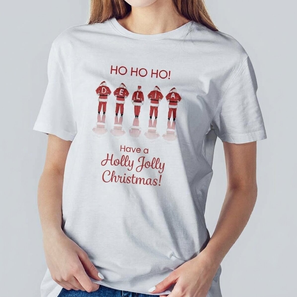 Personalised cotton T-shirt with Christmas text - Santa