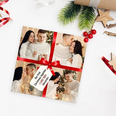 Personalised 10x10 magnet with 4 photos and message - The perfect gift