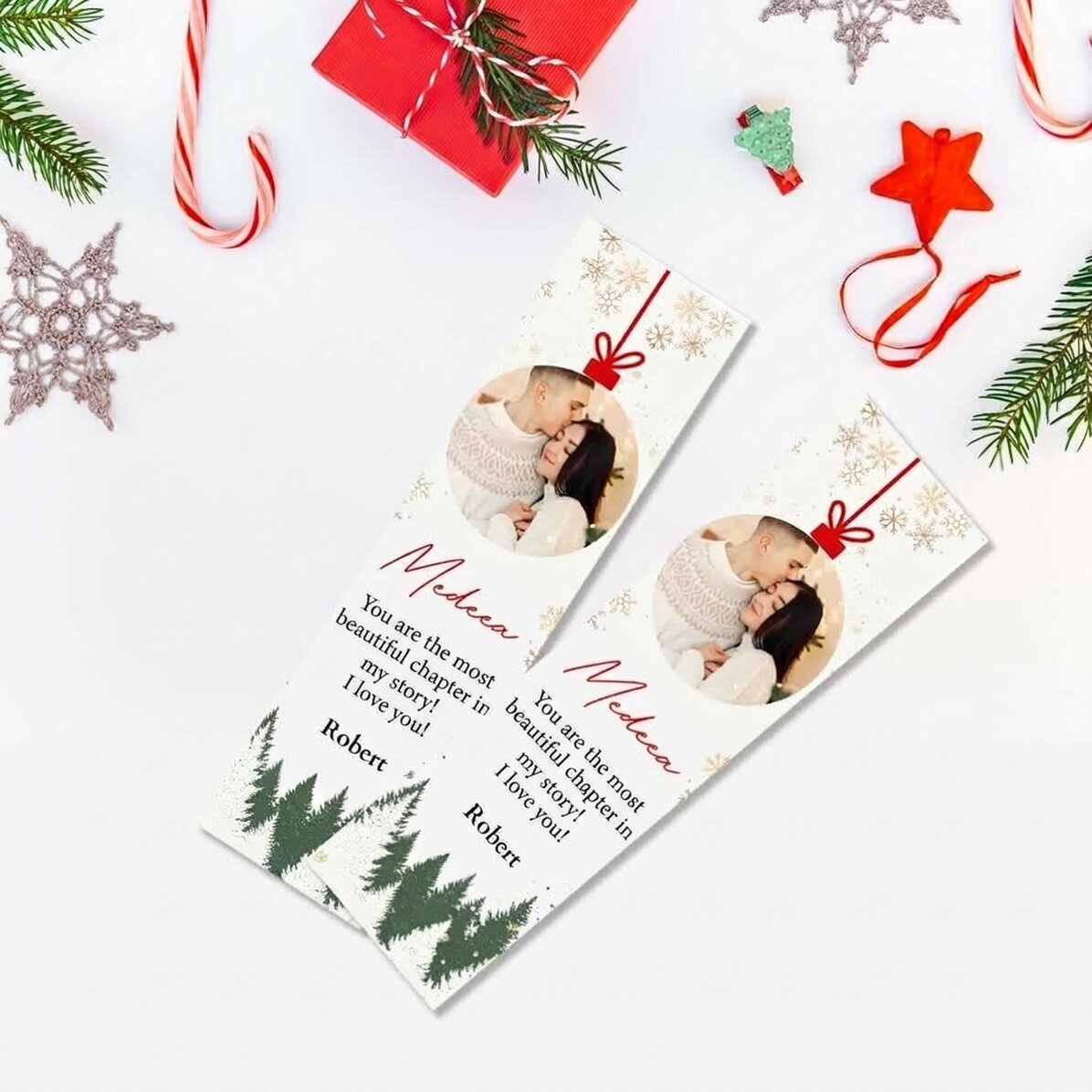 Personalised bookmark with text and photo - Christmas globe