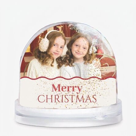 Personalised desk globe with message and 2 photos - Merry Christmas!