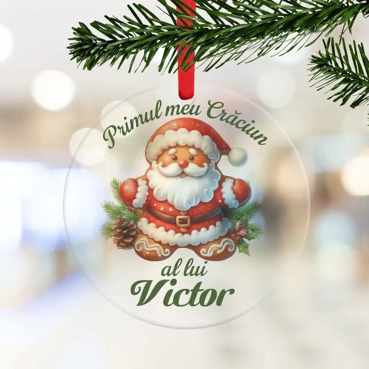 Personalised round ornament with name - Gingerbread