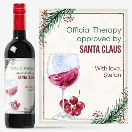 Personalised wine with message - Christmas Therapy