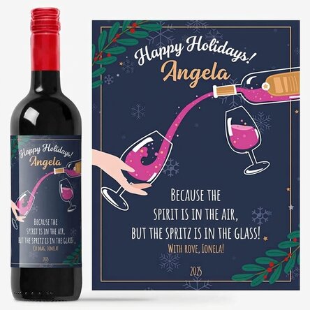 Personalised wine with message - Christmas Spirit