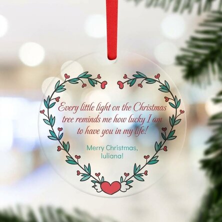Personalised round ornament with message - Merry Christmas!