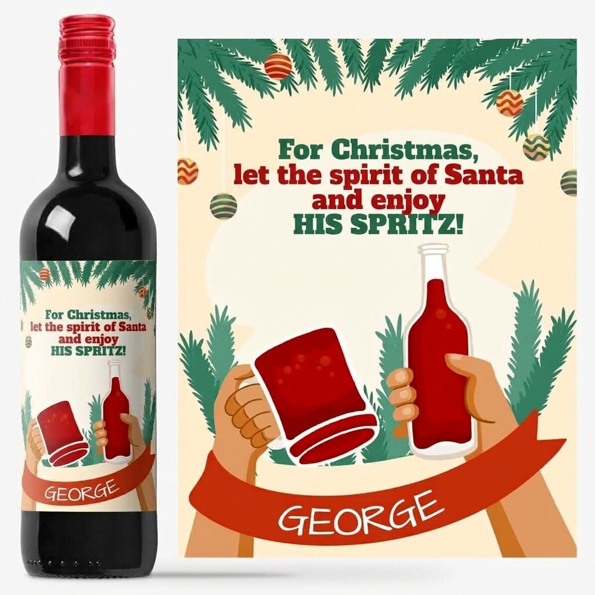 Personalised wine with message - The Spirit of Santa