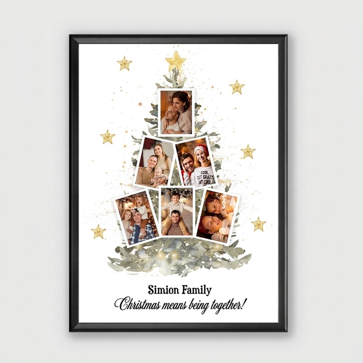 Personalised canvas with 6 photos and text - Christmas tree