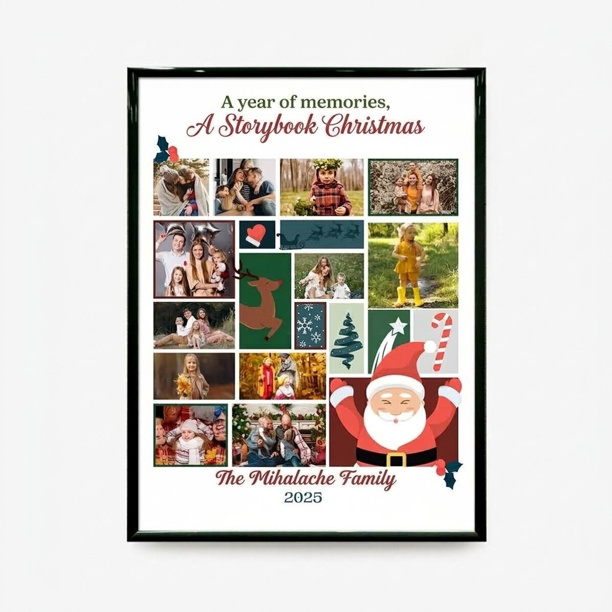 Personalised canvas with 12 photos and text - Fairytale Christmas