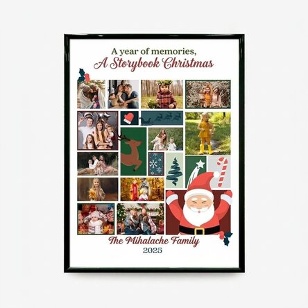 Personalised canvas with 12 photos and text - Fairytale Christmas
